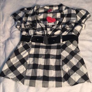 Black/white checkered top